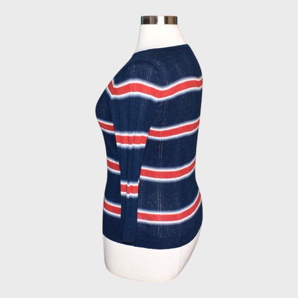 Chaps Petites Mixed Stripe Ribbed Knit Top - Picture 4 of 6